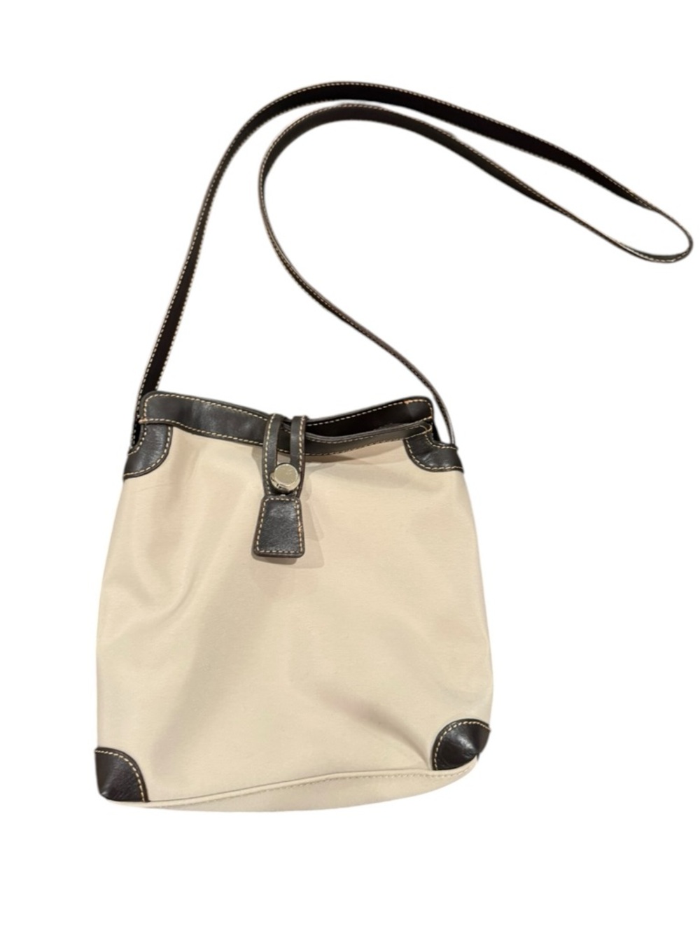 Marx Classic Canvas and Leather Crossbody Bag in Cream and Brown